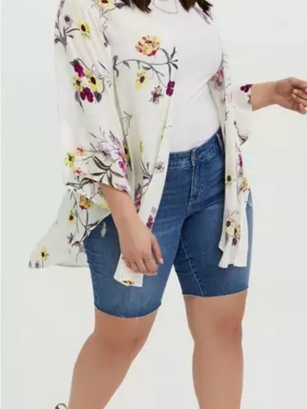 torrid White Floral One-Piece Swim - Yellow & Pink Flowers
